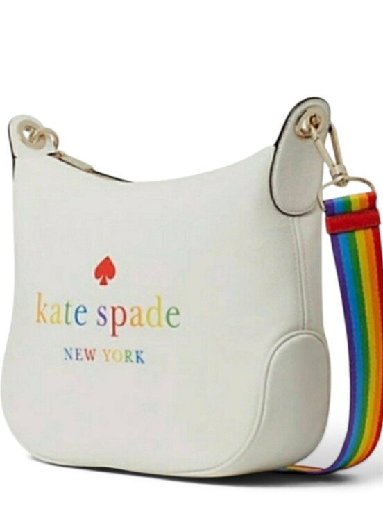 kate spade Handbags - Kate Spade White Leather Rainbow Lettered Purse w/ 2 Straps & Dusty NWOT!
